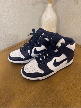 Nike  Navy and White High-Top Sneakers